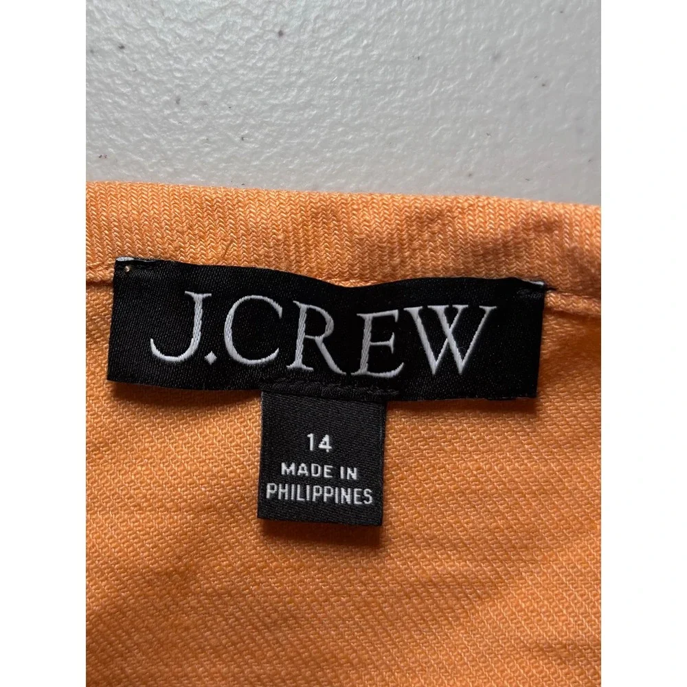 J.‎ Crew Tangerine Orange Front Slit Linen Blend Skirt 14 Lightweight Y2K Peach